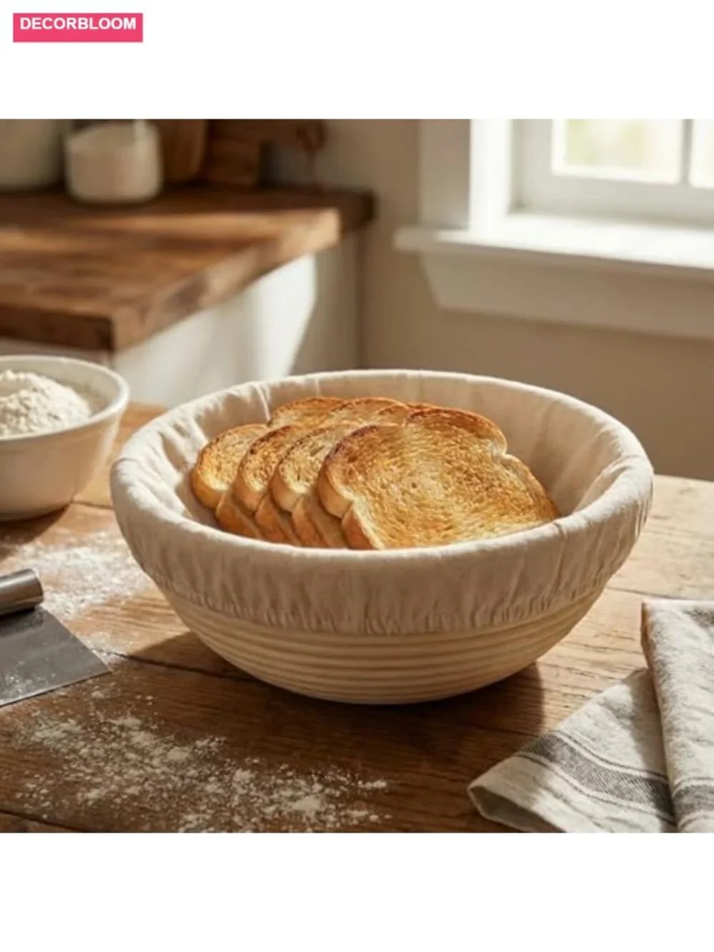 2 Pack Round Bread Proofing Basket Liner Cotton Linen Reusable Sourdough Cover
